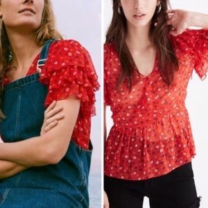 Madewell Tiered sleeve peplum top